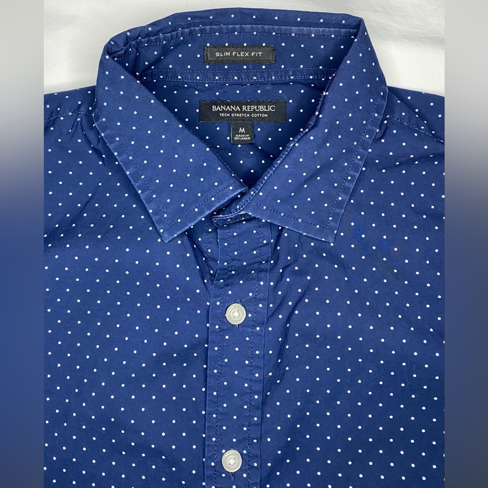 Banana Republic Shirt Tech Stretch Cotton Slim Flex Fit Button Down Long Sleeves